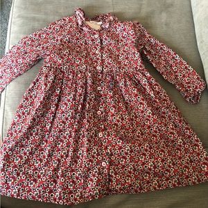 French Bout’Chou Red Blue White Floral Button Down dress 36 months